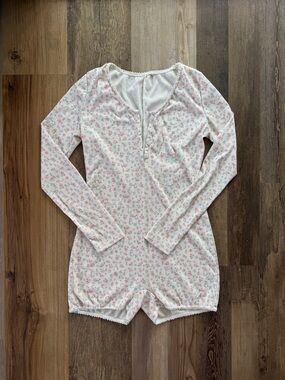 Amazon Pink Floral Long-Sleeve Romper Pajama